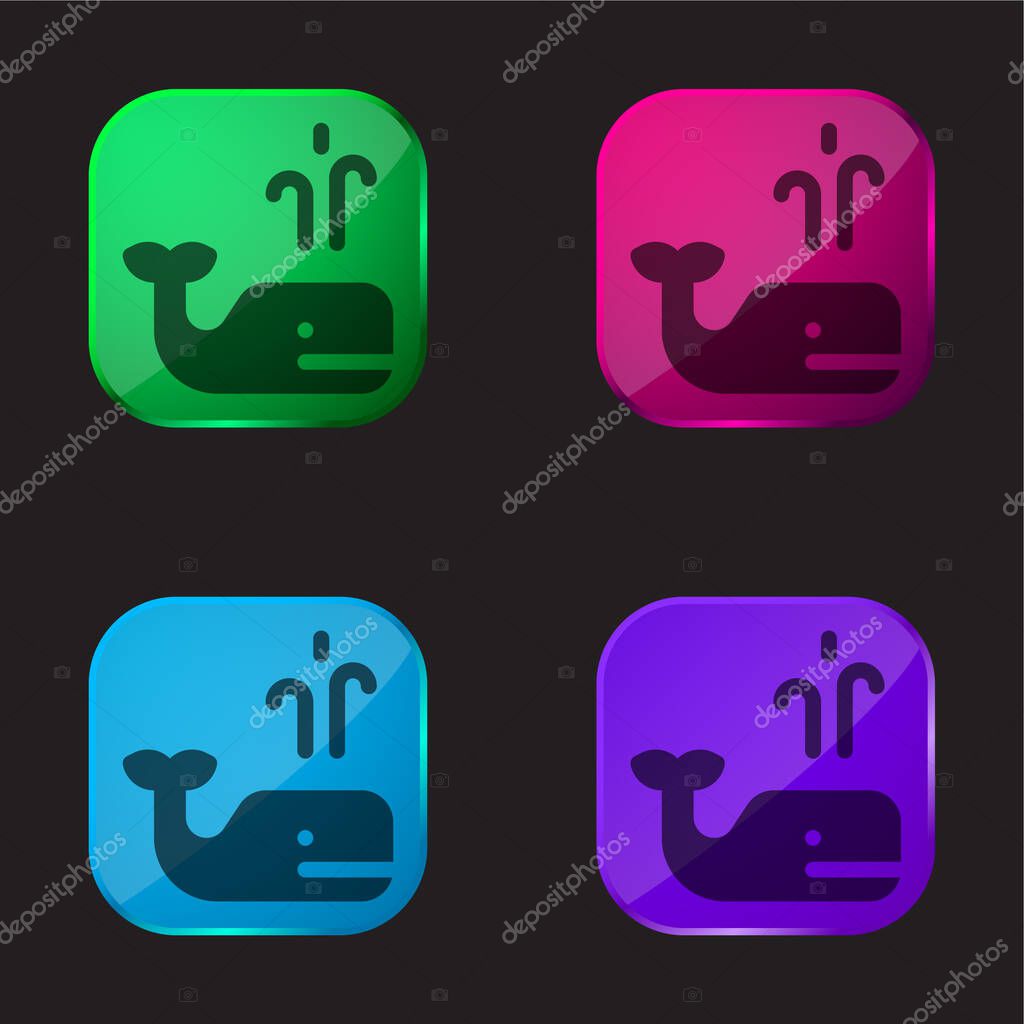 Blue Whale four color glass button icon