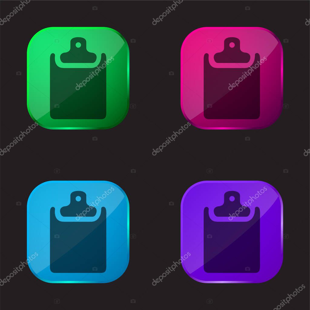 Black Clipboard four color glass button icon