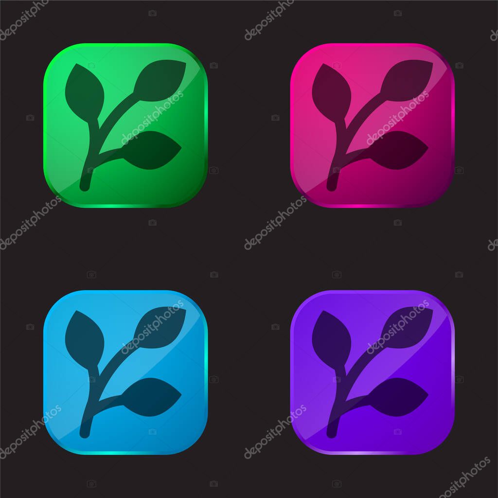 Branch four color glass button icon