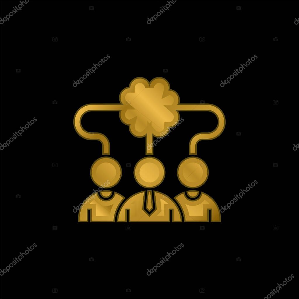 Brainstorming gold plated metalic icon or logo vector