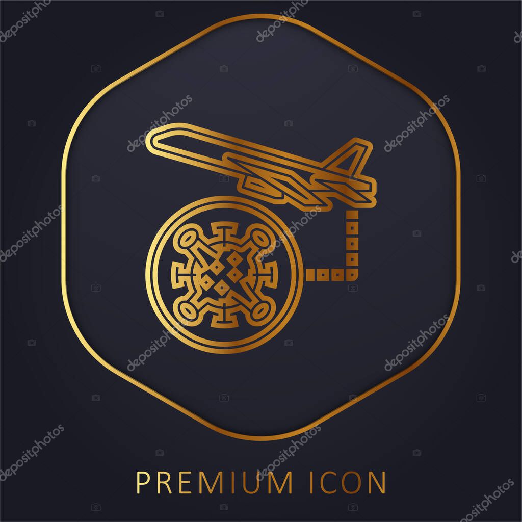 Air Plane golden line premium logo or icon