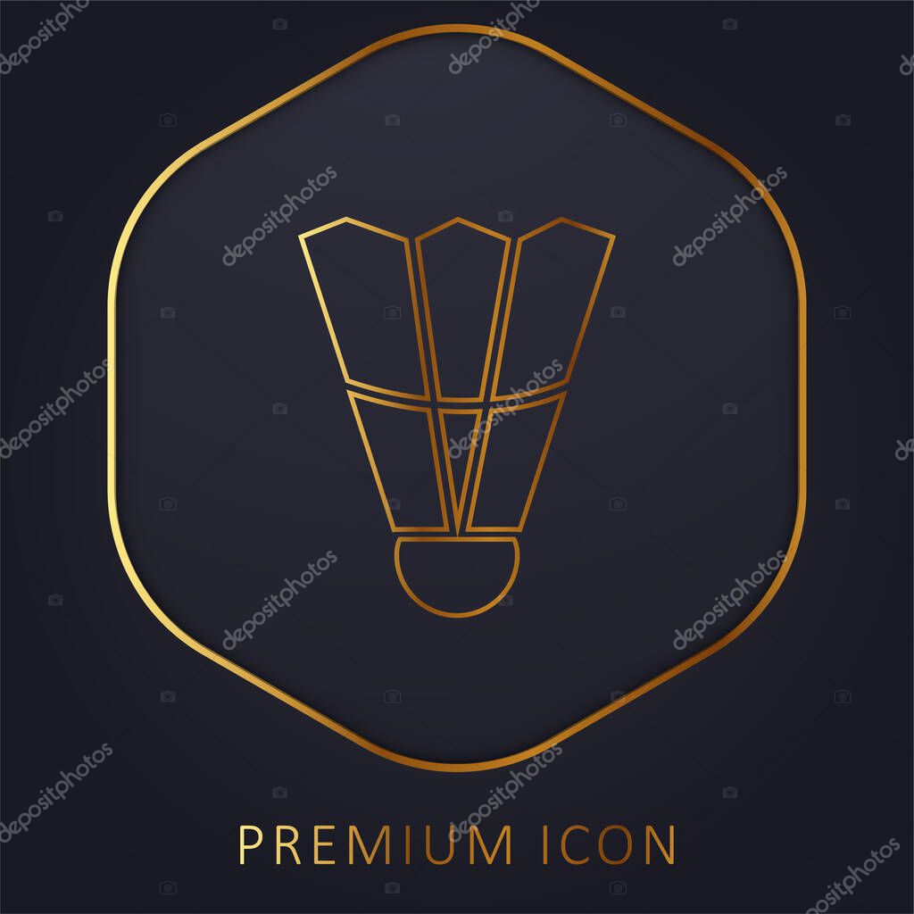 Badminton Feather golden line premium logo or icon