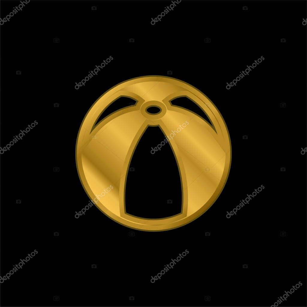 Beach Ball gold plated metalic icon or logo vector