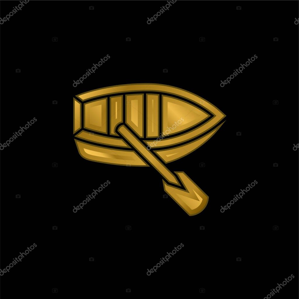 Boat gold plated metalic icon or logo vector