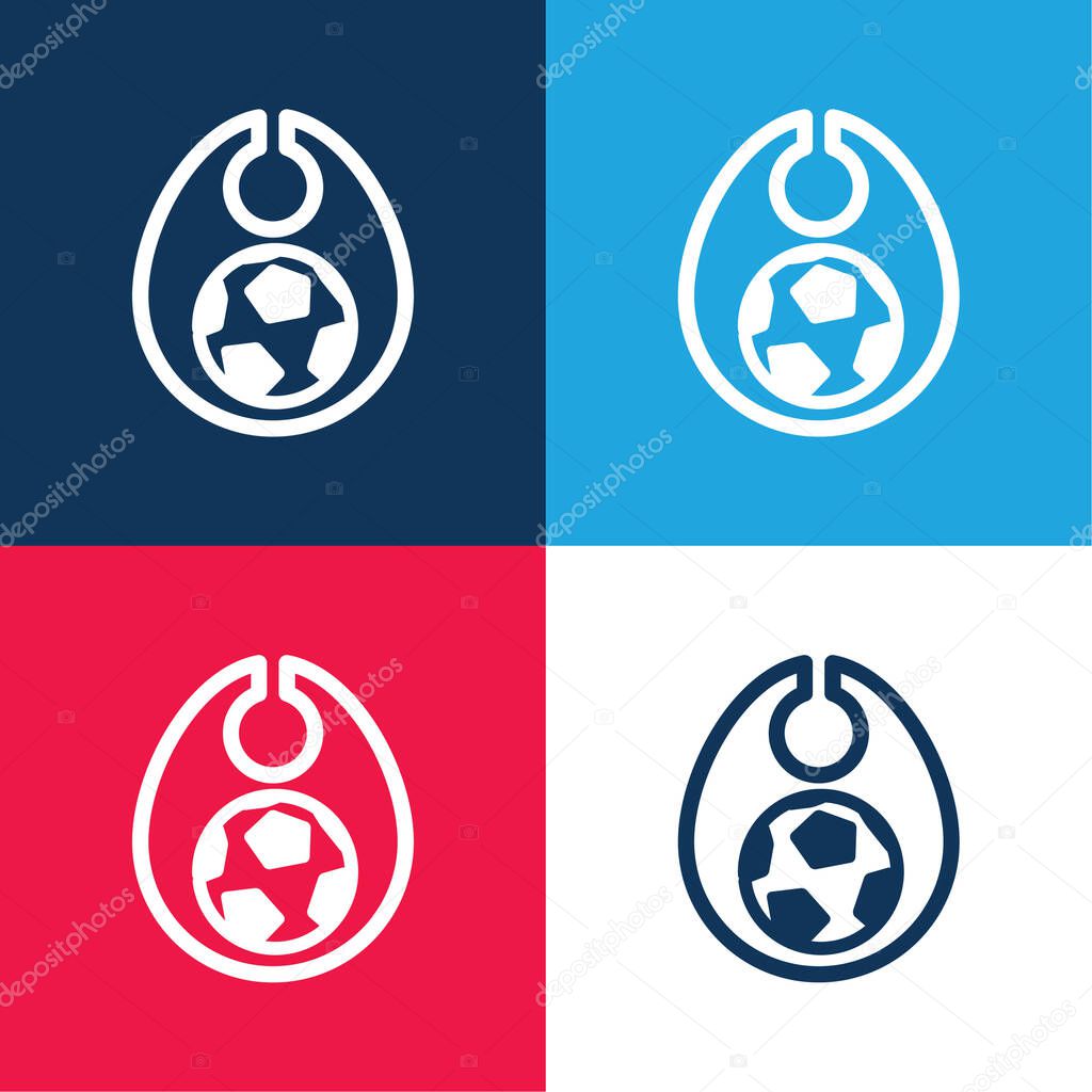 Baby Bib With A Soccer Ball Illustration blue and red four color minimal icon set