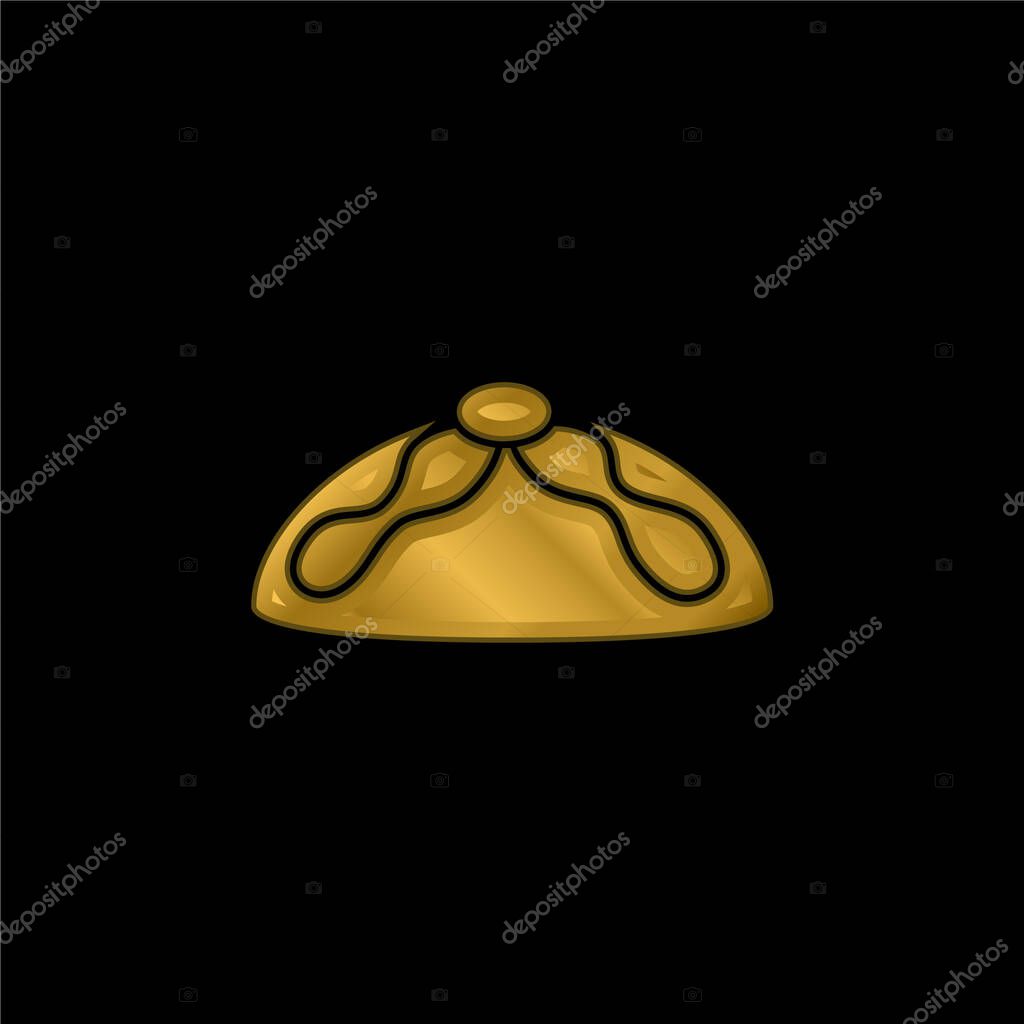 Bread Of The Dead Typical Of Mexico gold plated metalic icon or logo vector
