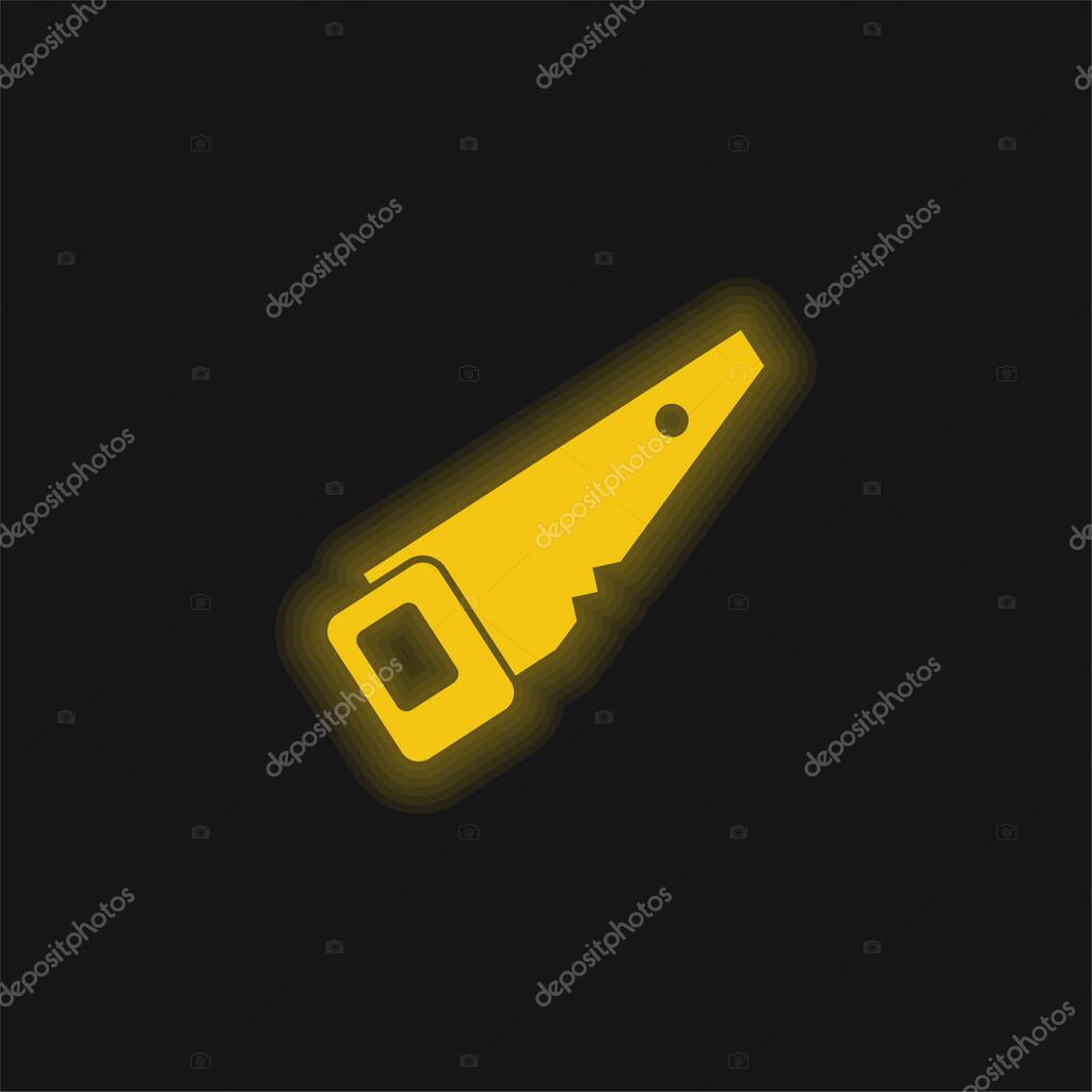 Black Saw yellow glowing neon icon