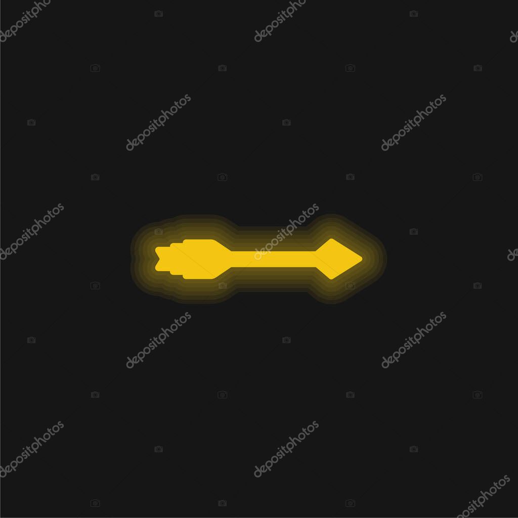 Arrow yellow glowing neon icon