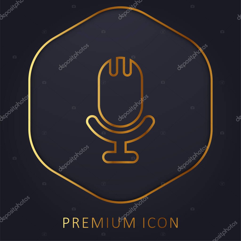 Big Microphone golden line premium logo or icon