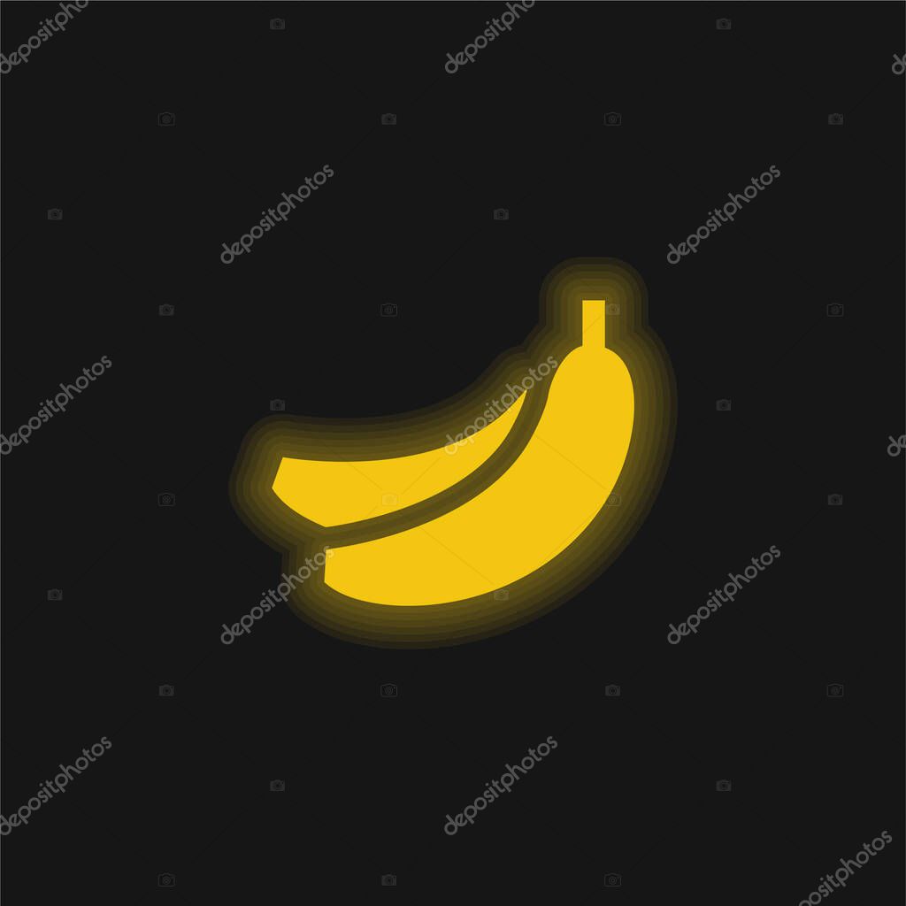 Bananas yellow glowing neon icon