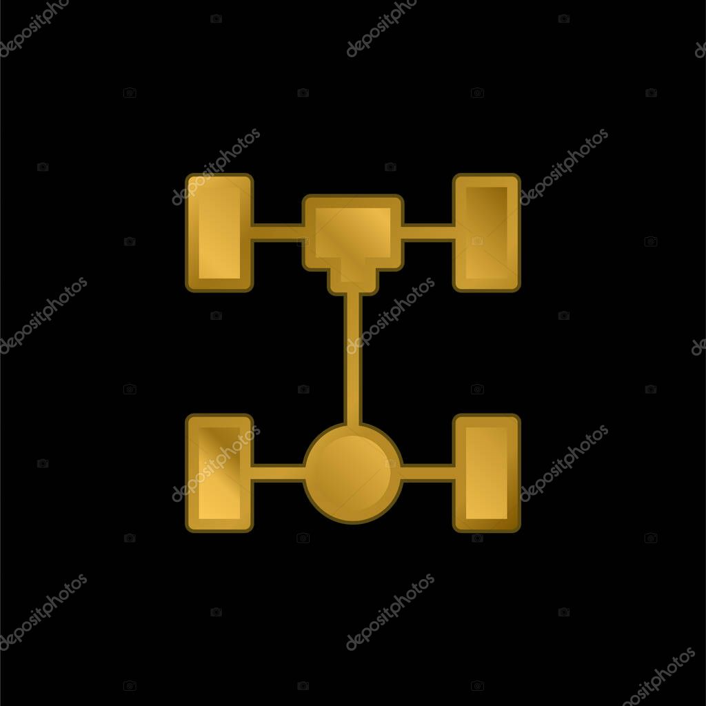 Axle gold plated metalic icon or logo vector