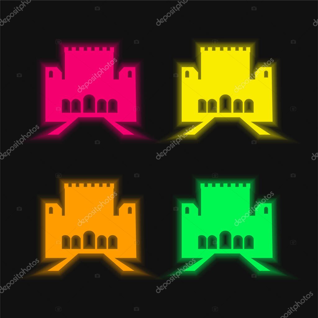 Alhambra four color glowing neon vector icon