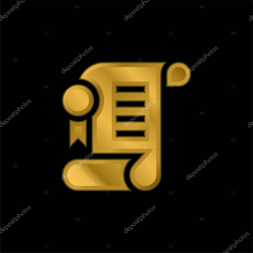 Agreement gold plated metalic icon or logo vector