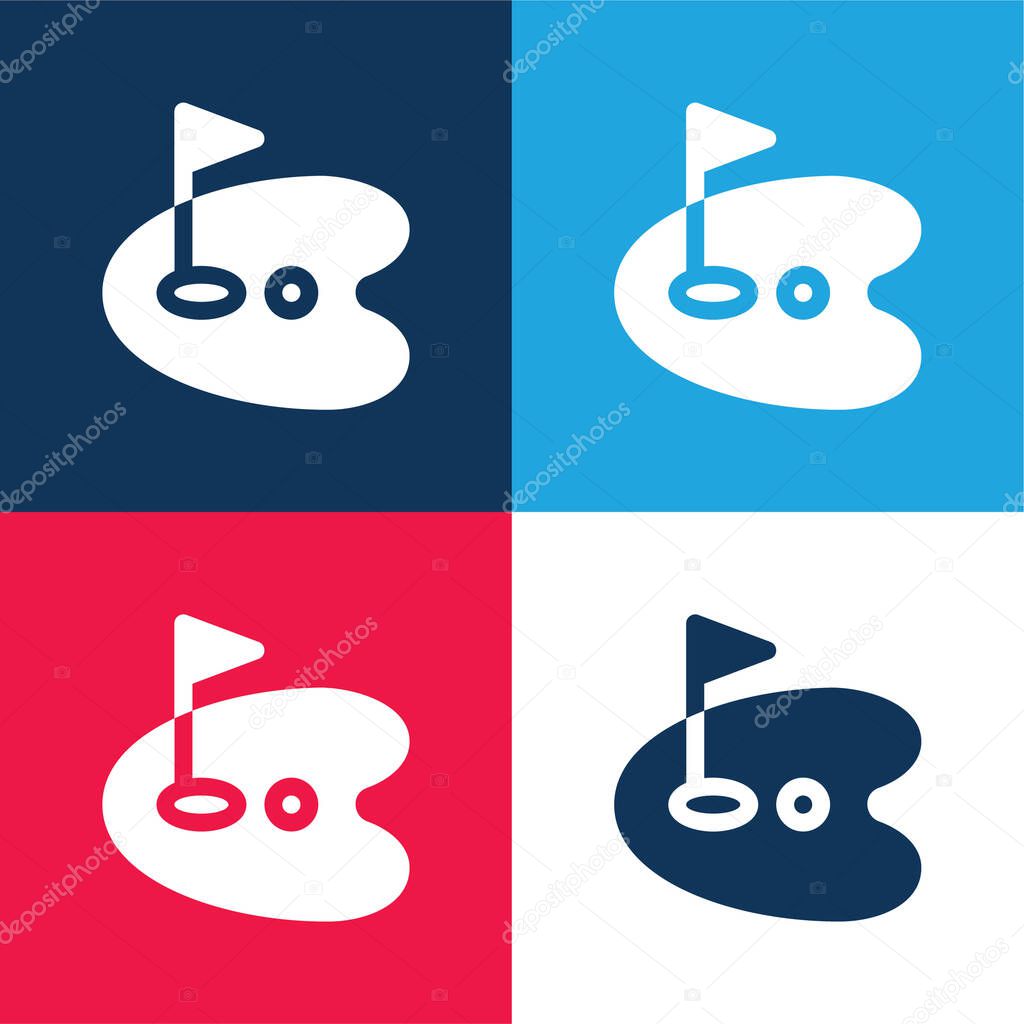 Birdie blue and red four color minimal icon set