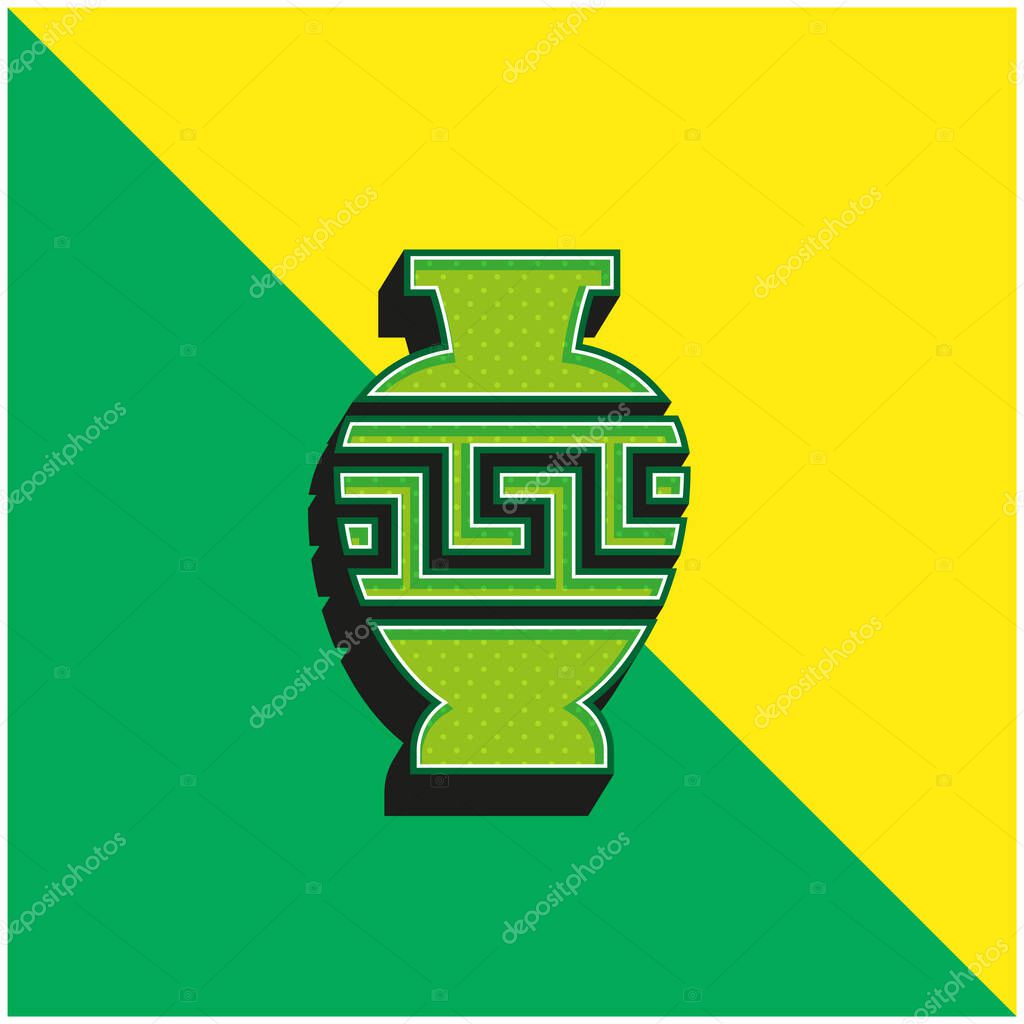 Amphora Green and yellow modern 3d vector icon logo