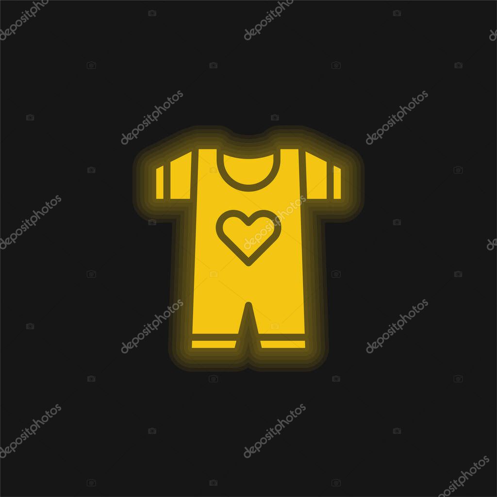 Baby Clothes yellow glowing neon icon