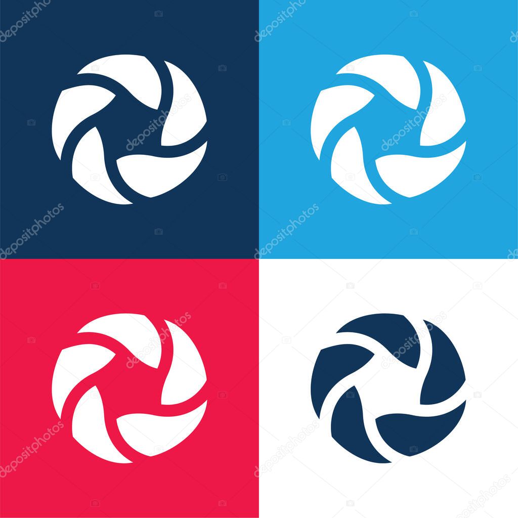 Bread Bagels blue and red four color minimal icon set