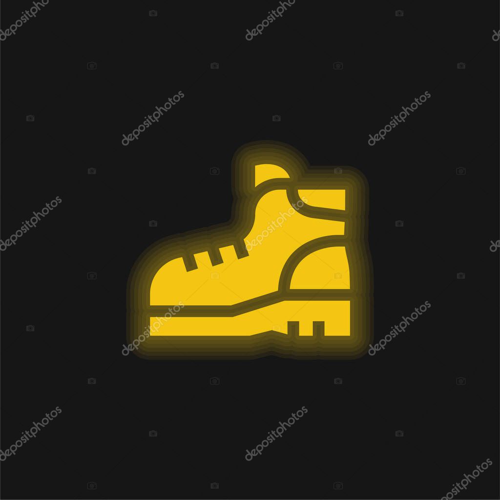Boots yellow glowing neon icon