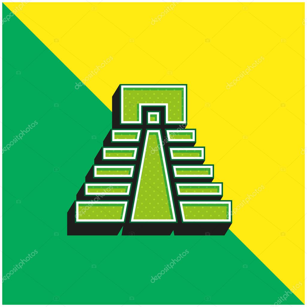 Aztec Pyramid Green and yellow modern 3d vector icon logo