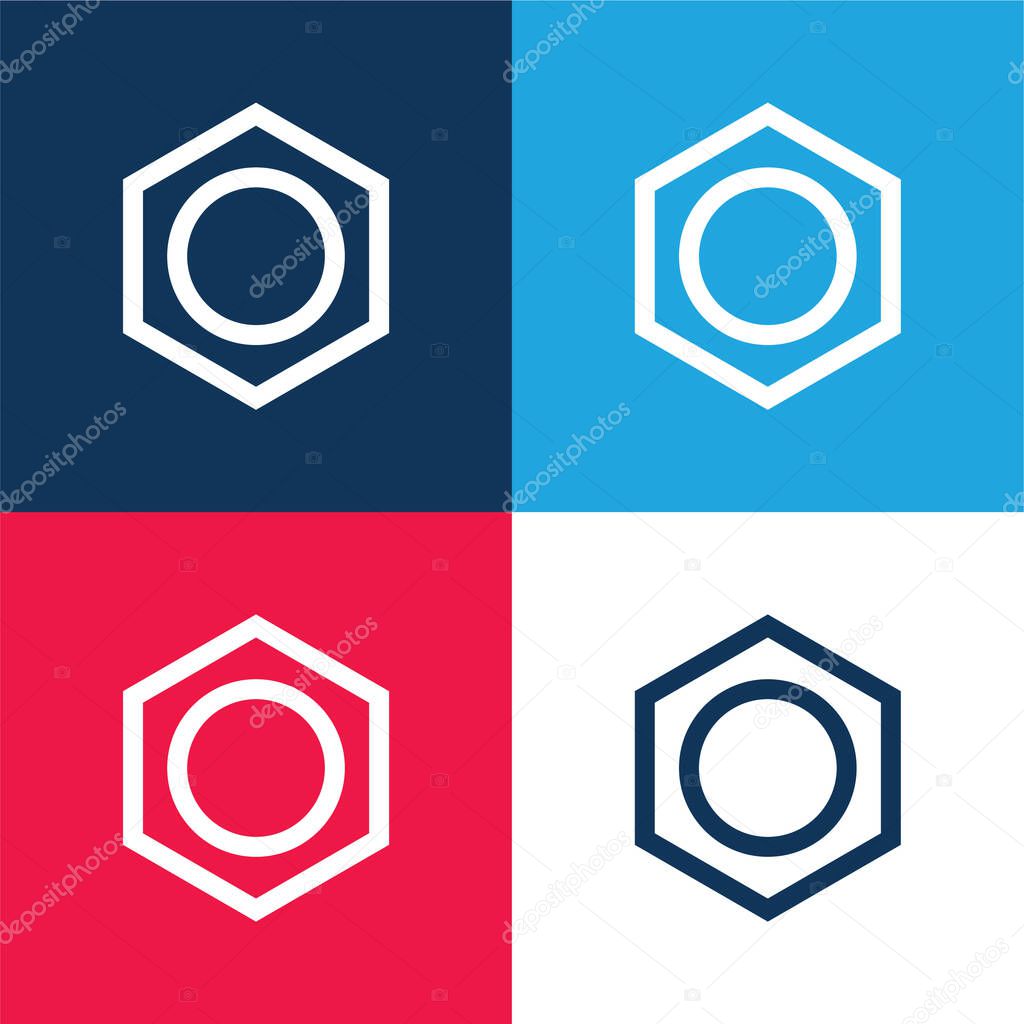 Benzene blue and red four color minimal icon set