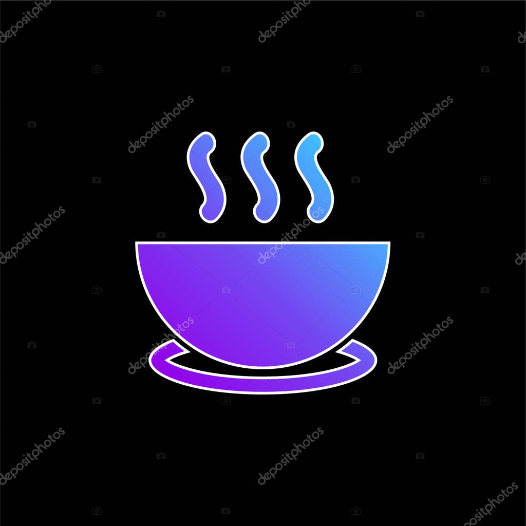 Bowl Of Hot Soup On A Plate blue gradient vector icon