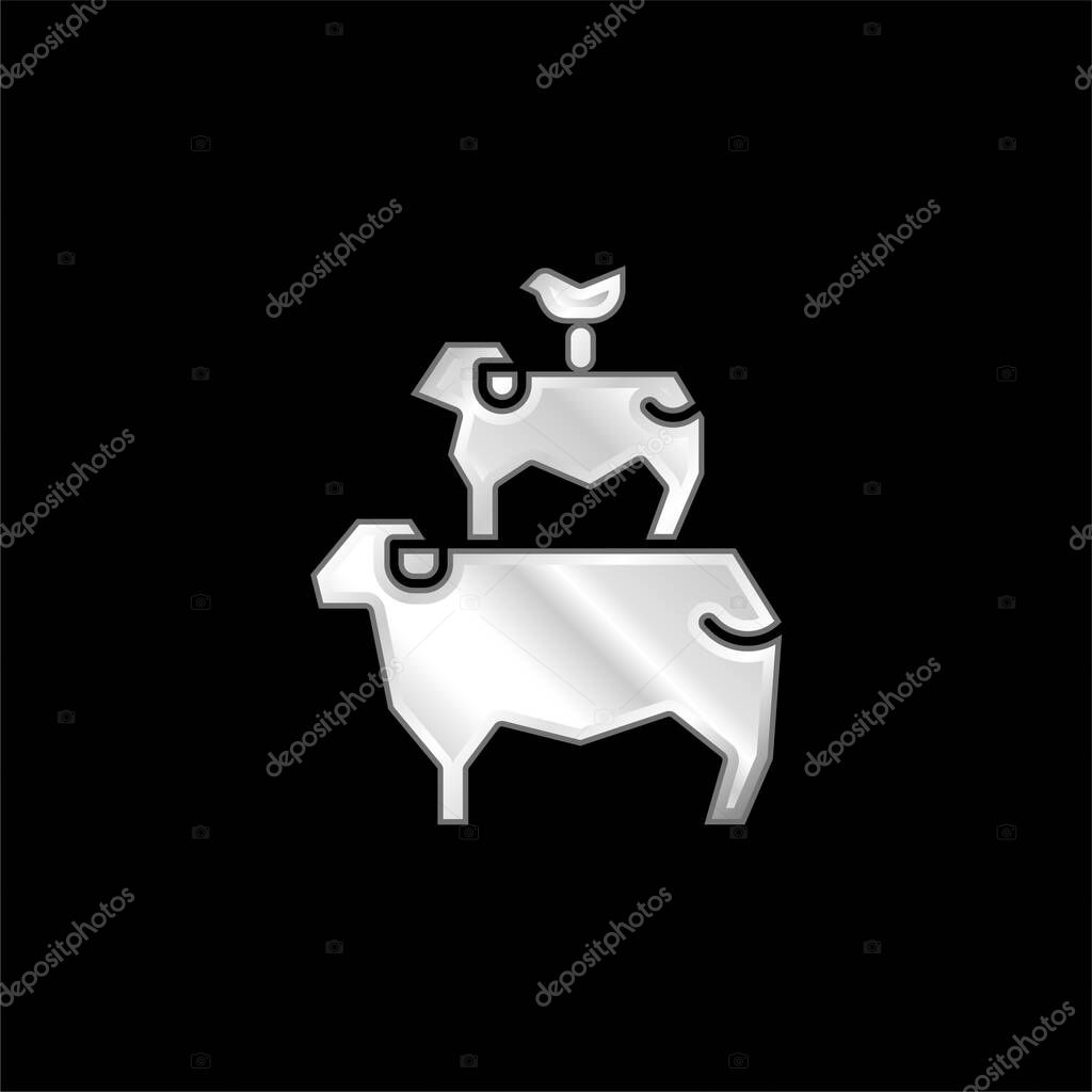 Animals silver plated metallic icon