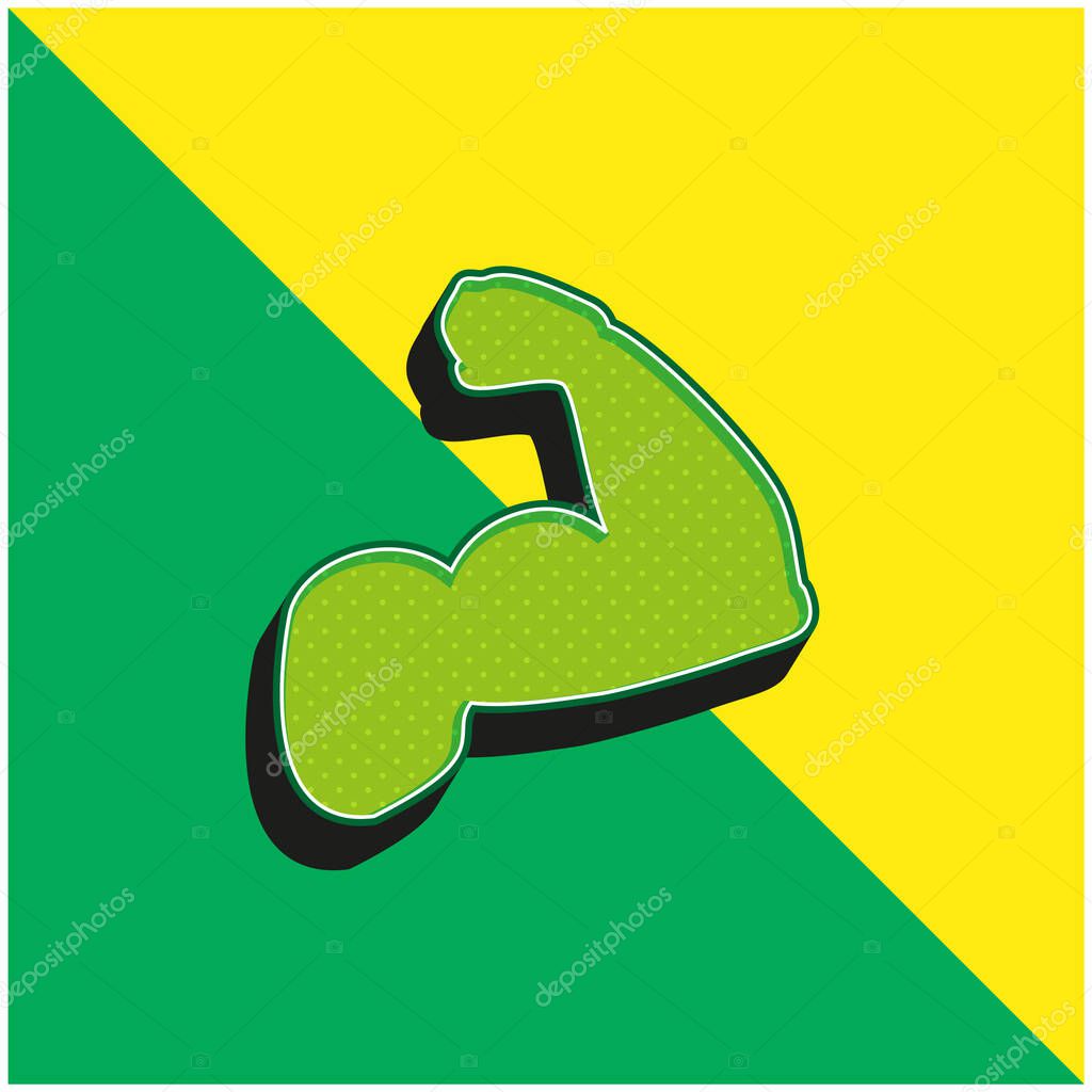 Biceps Of A Man Green and yellow modern 3d vector icon logo