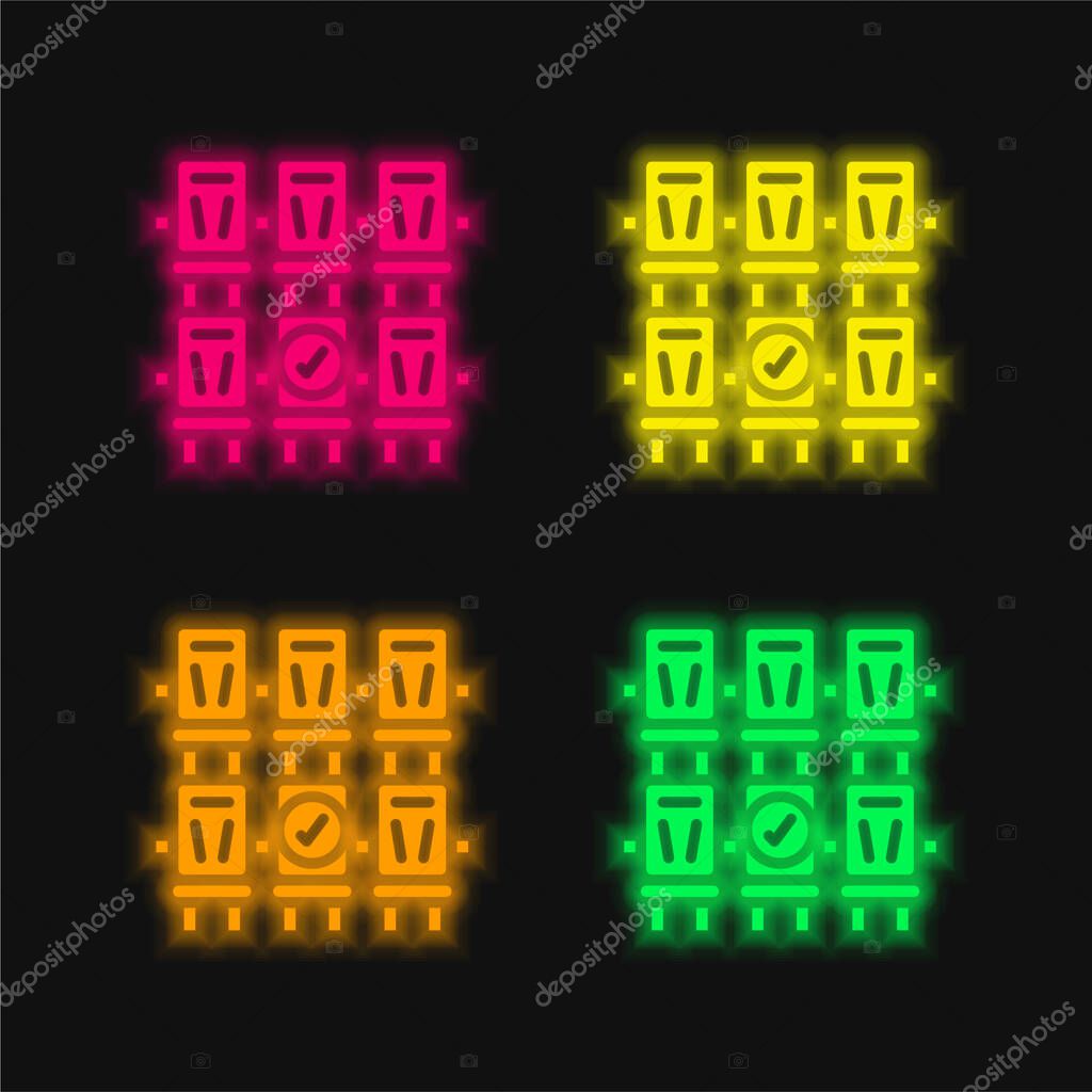 Booking four color glowing neon vector icon