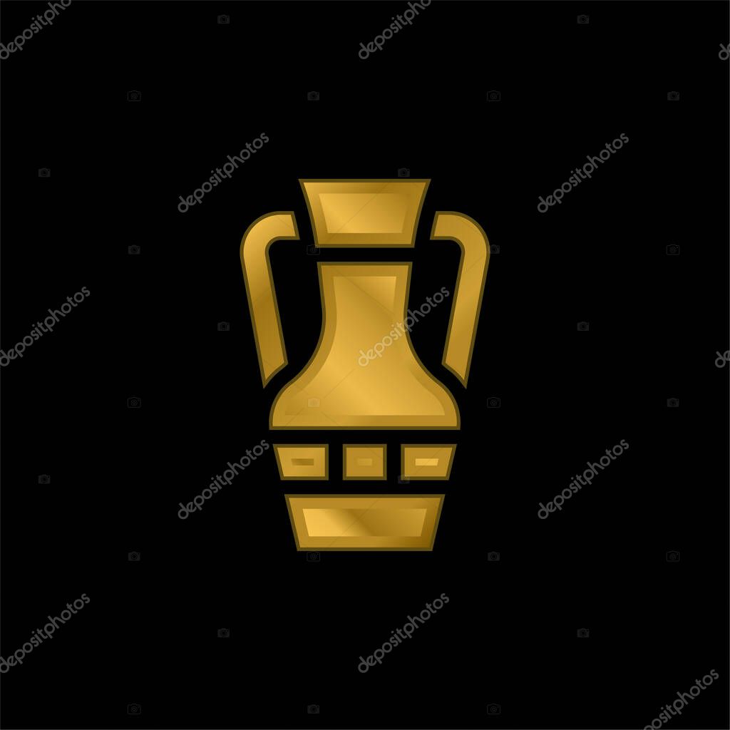 Amphora gold plated metalic icon or logo vector