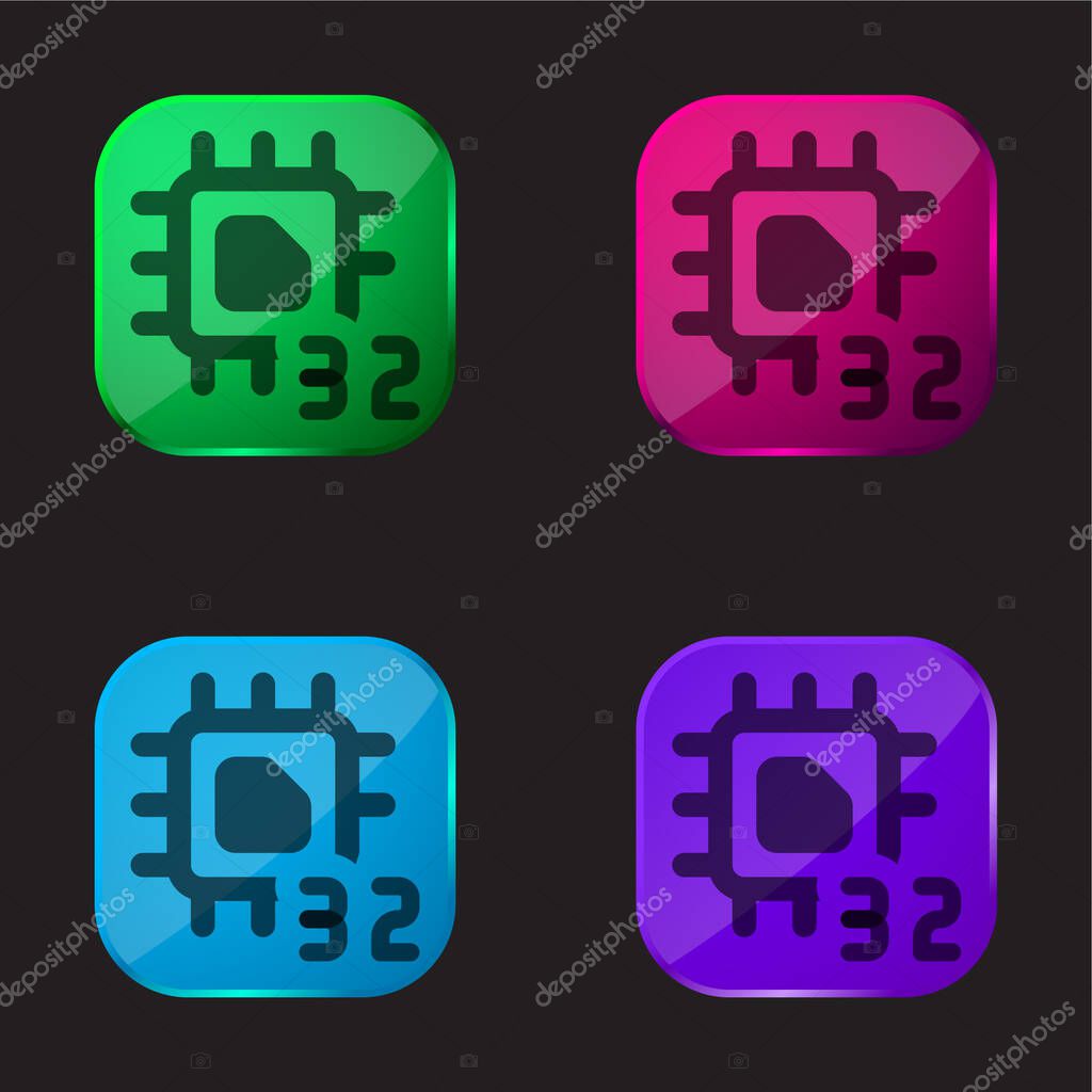 32 Bit four color glass button icon