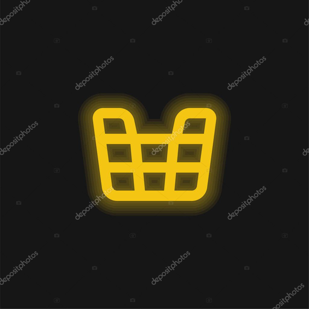 Basket yellow glowing neon icon