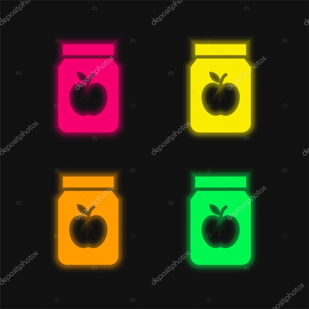 Apple Jam four color glowing neon vector icon