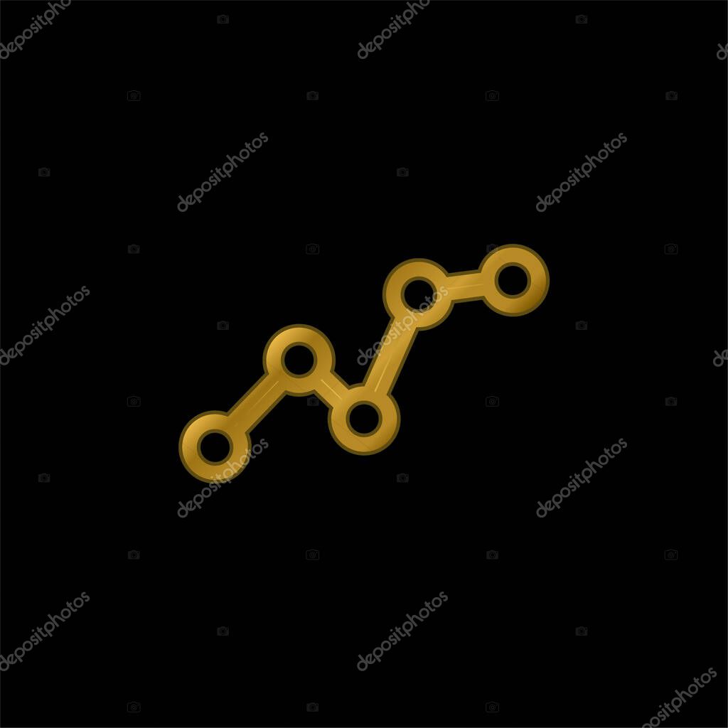 Ascending Business Graphic gold plated metalic icon or logo vector