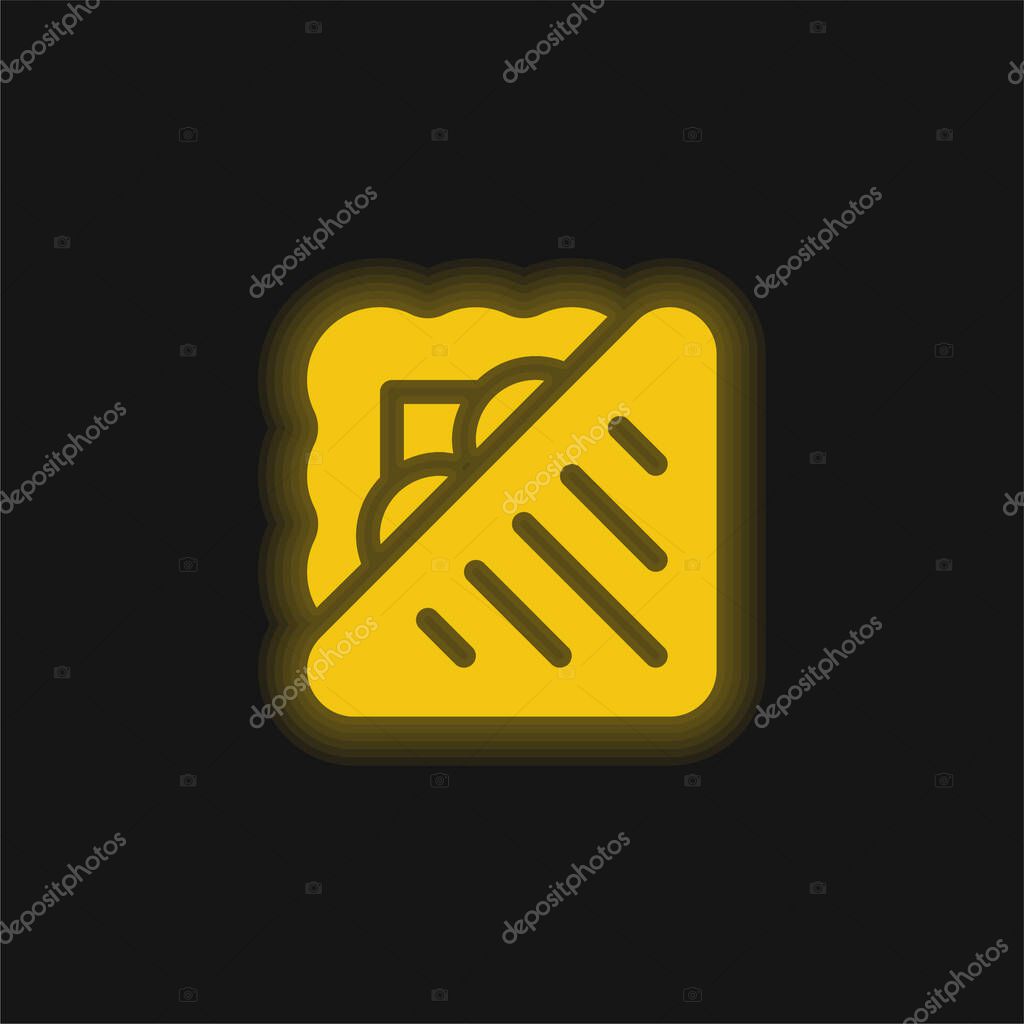 Bread yellow glowing neon icon