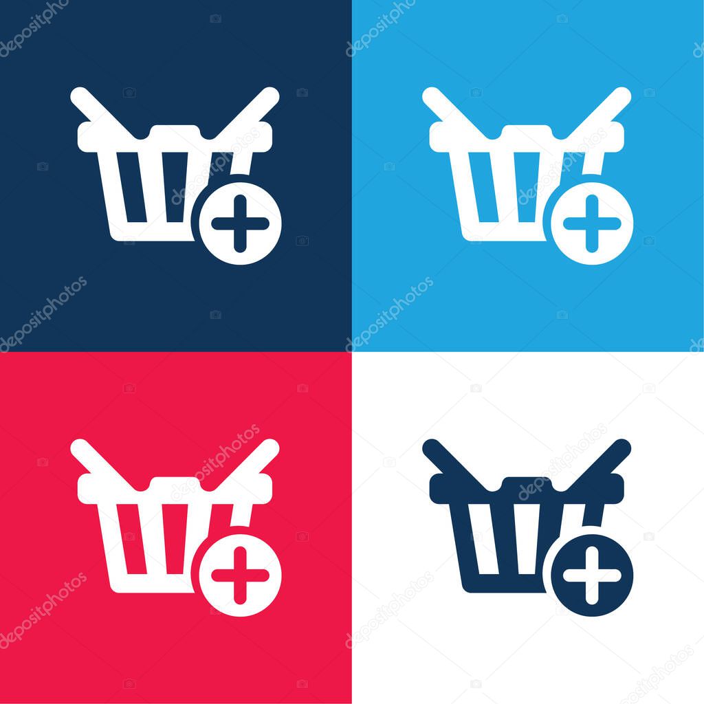 Add To Shopping Basket E Commerce Button blue and red four color minimal icon set