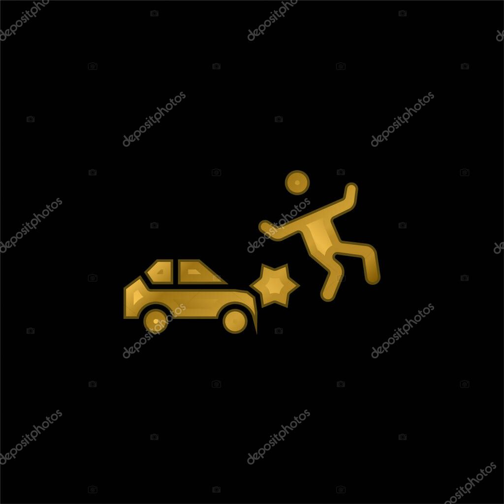 Accident gold plated metalic icon or logo vector