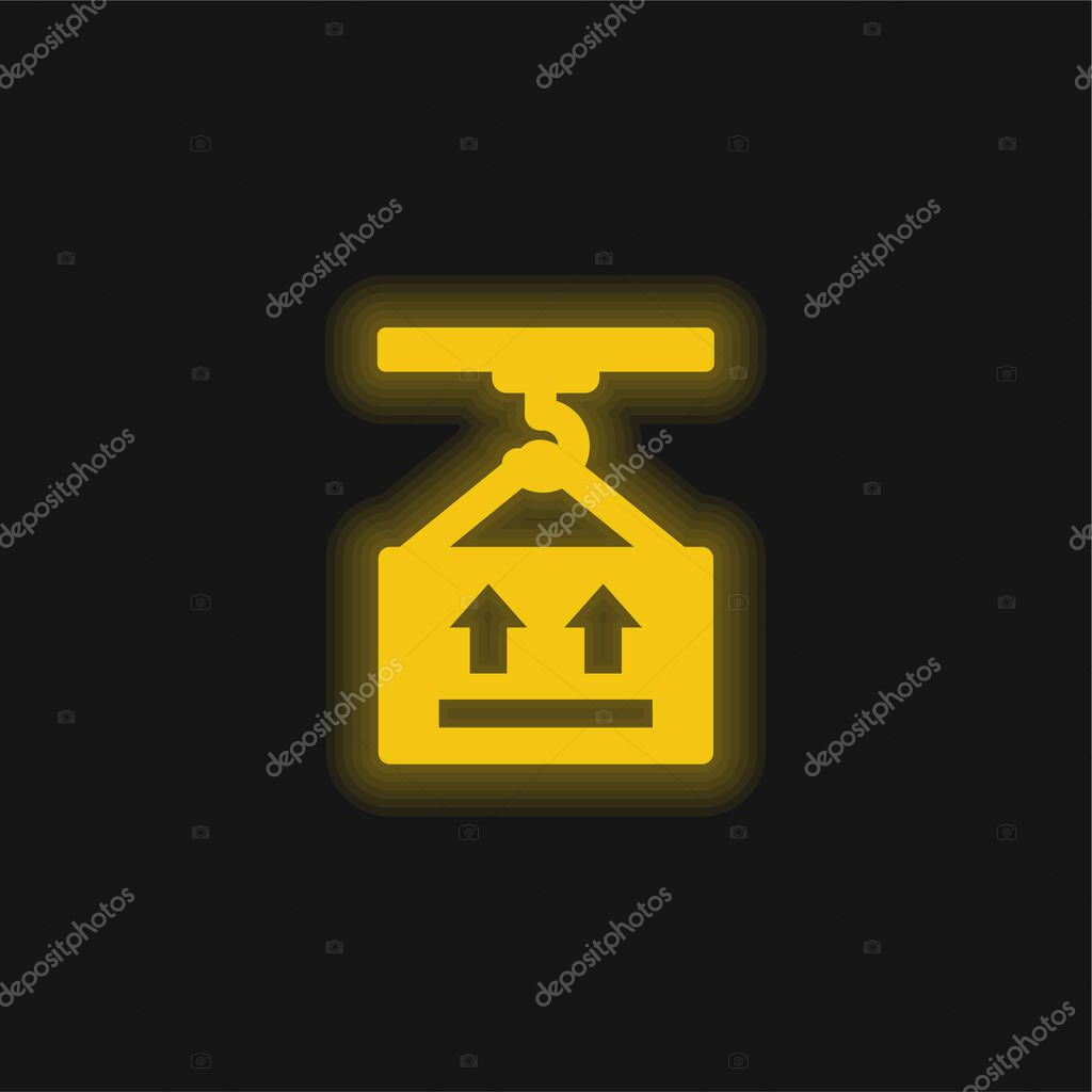 Box yellow glowing neon icon