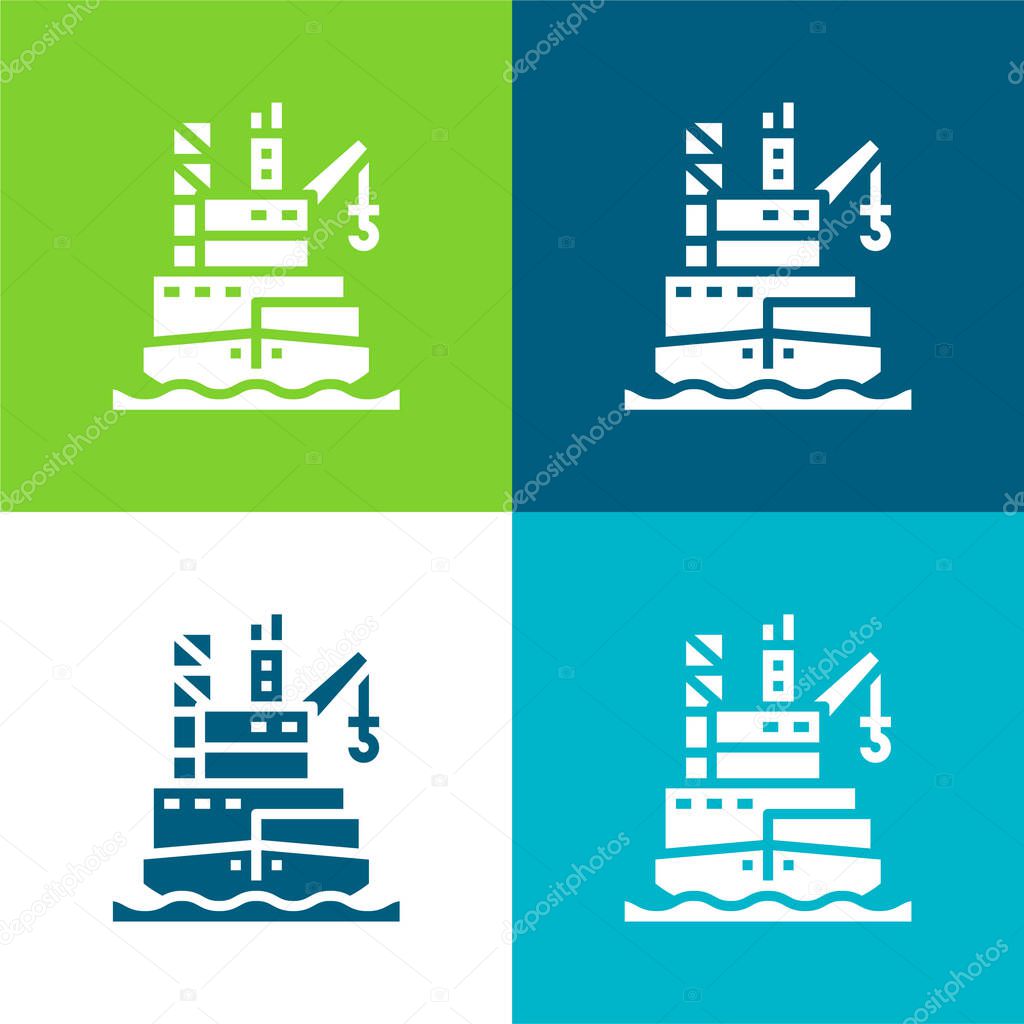 Barge Flat four color minimal icon set