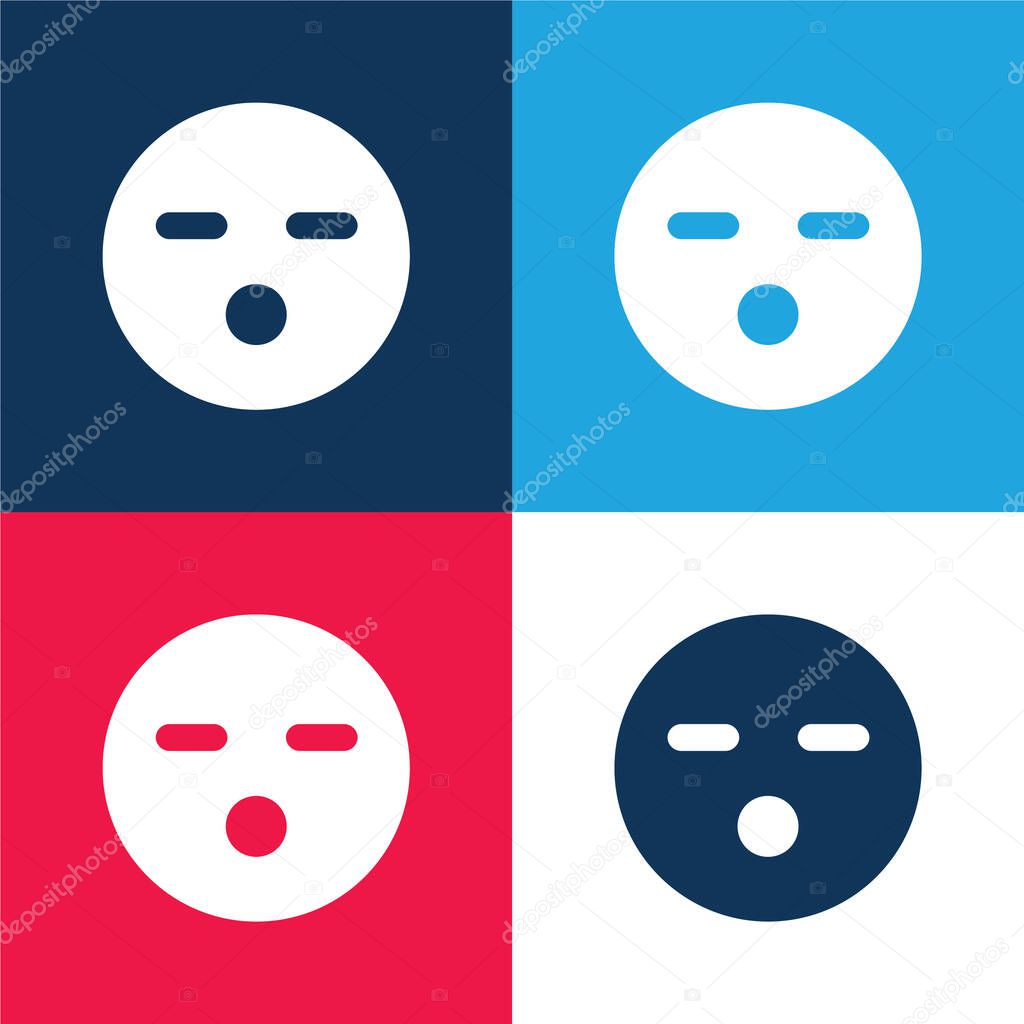 Boring Face blue and red four color minimal icon set