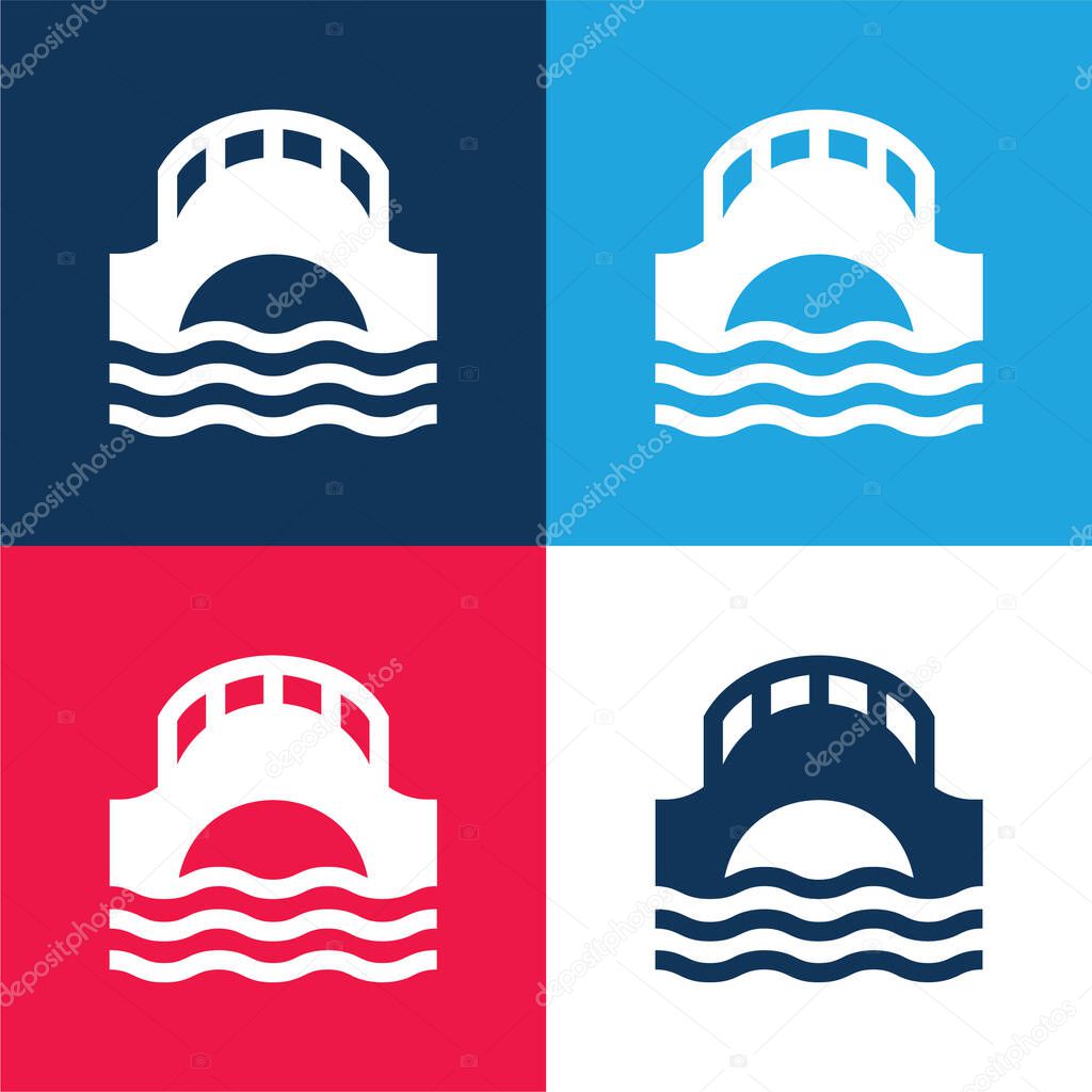 Bridge blue and red four color minimal icon set