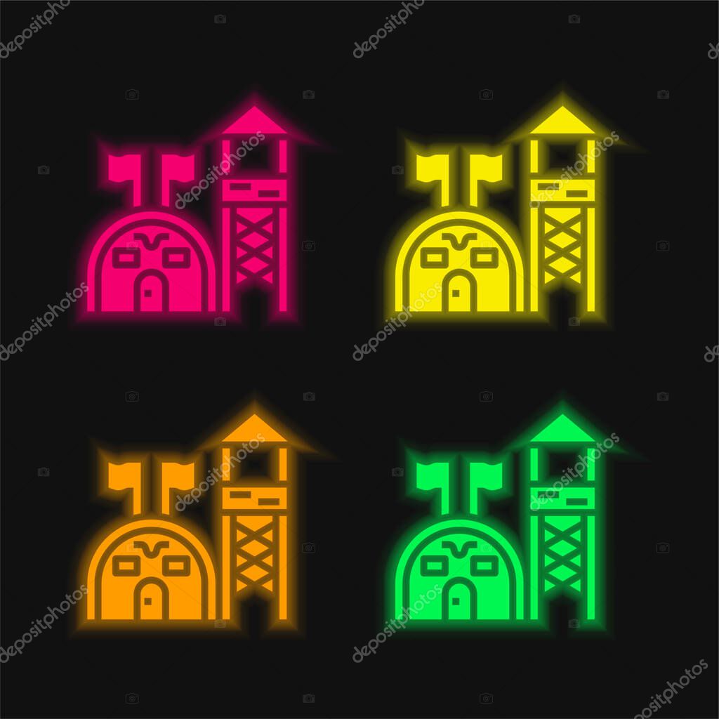Base four color glowing neon vector icon