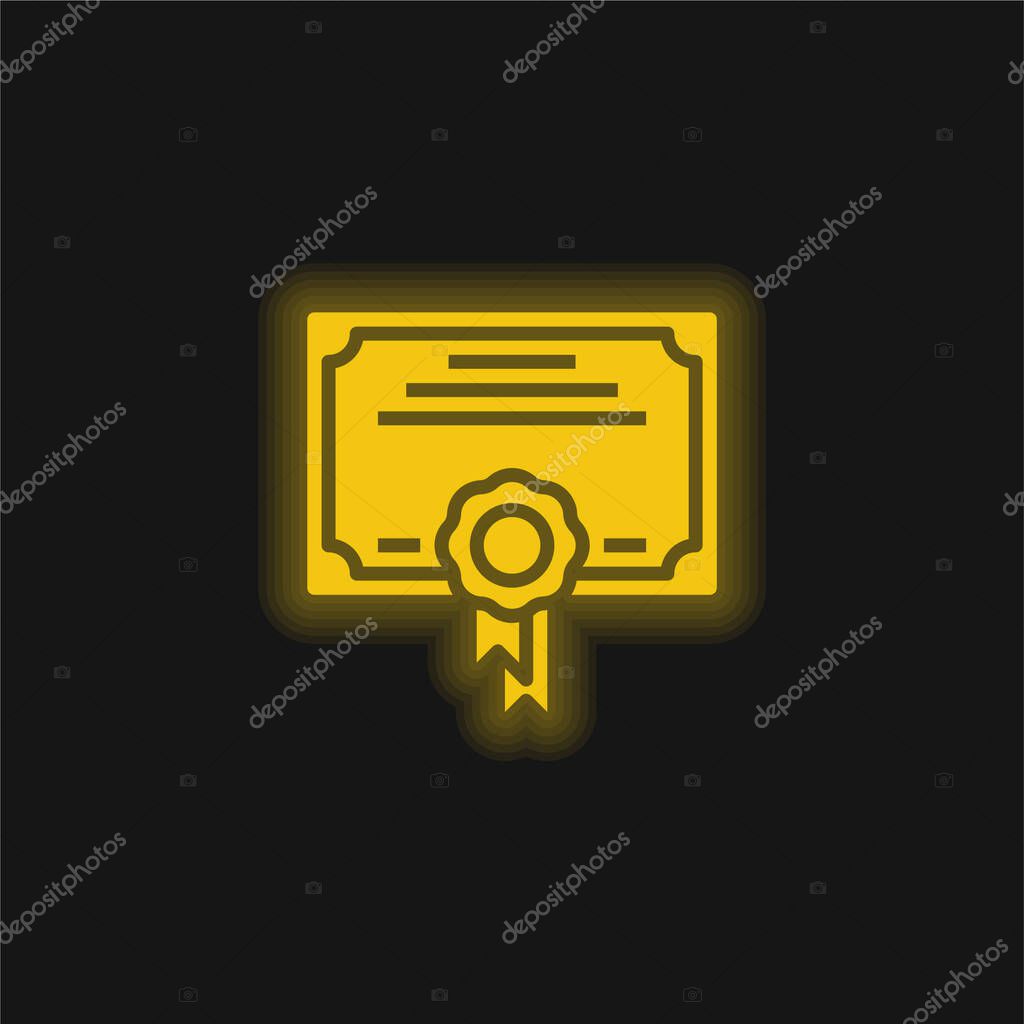 Award yellow glowing neon icon