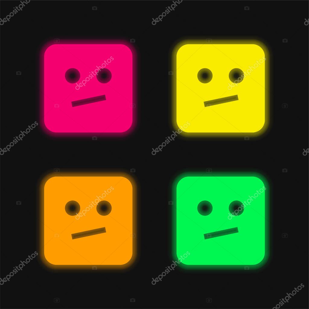 Bored four color glowing neon vector icon