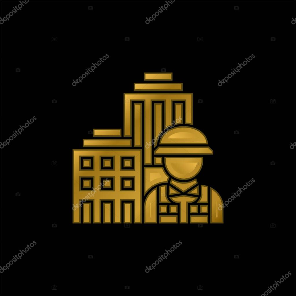 Architecture gold plated metalic icon or logo vector