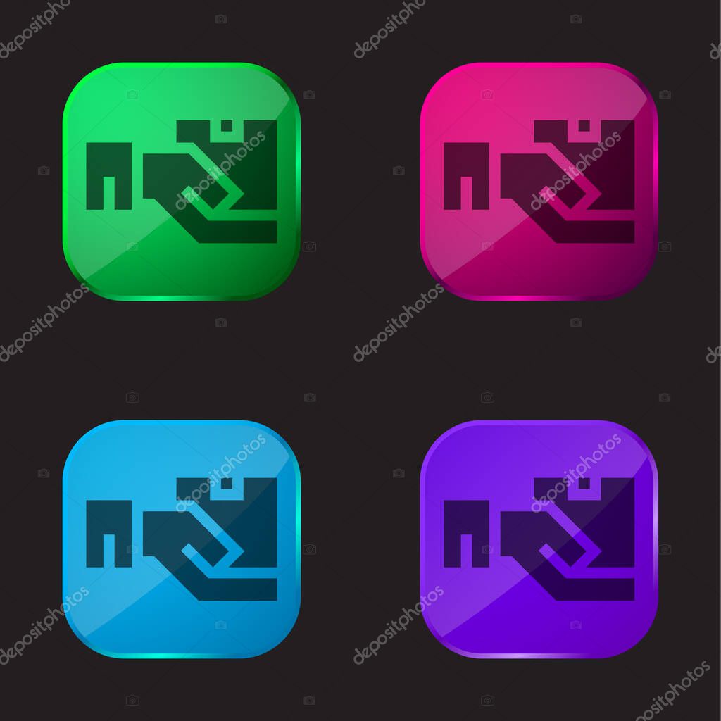 Box four color glass button icon