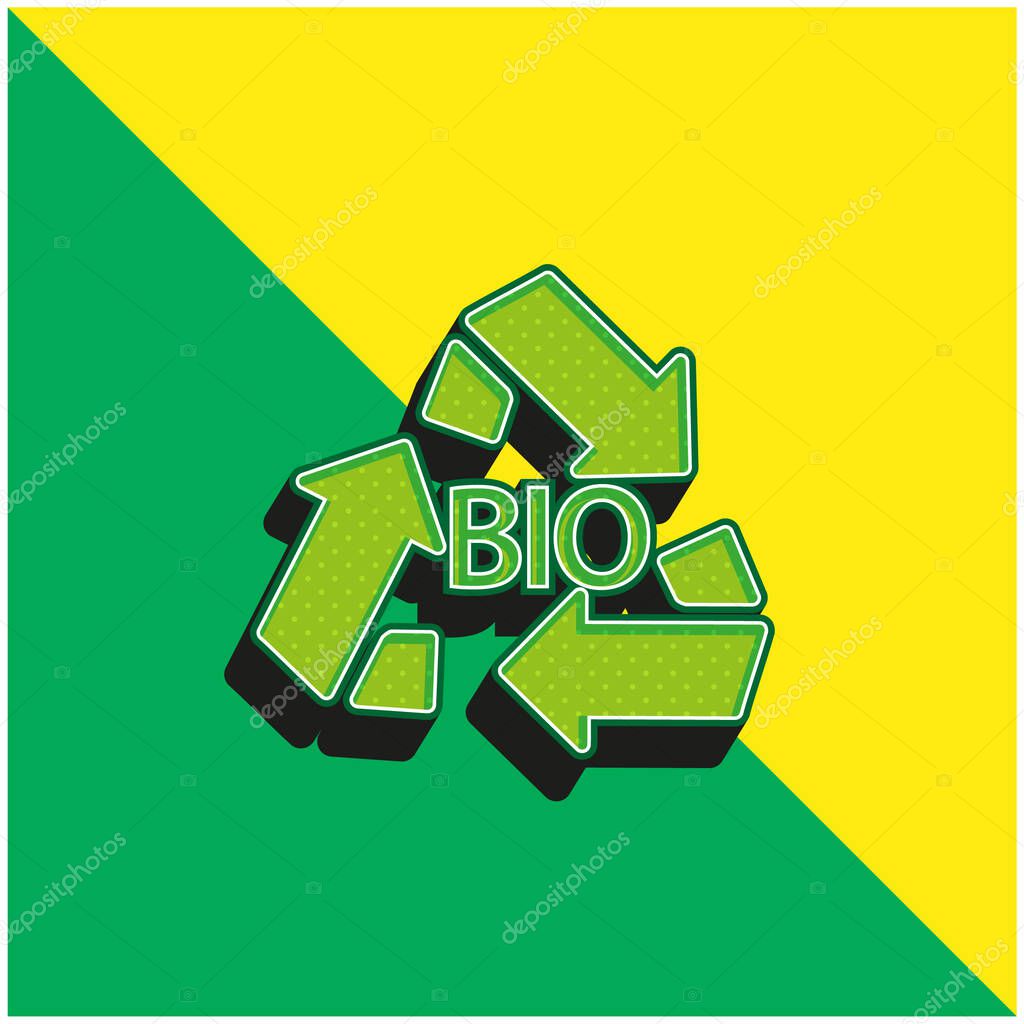 Bio Mass Recycle Symbol Green and yellow modern 3d vector icon logo