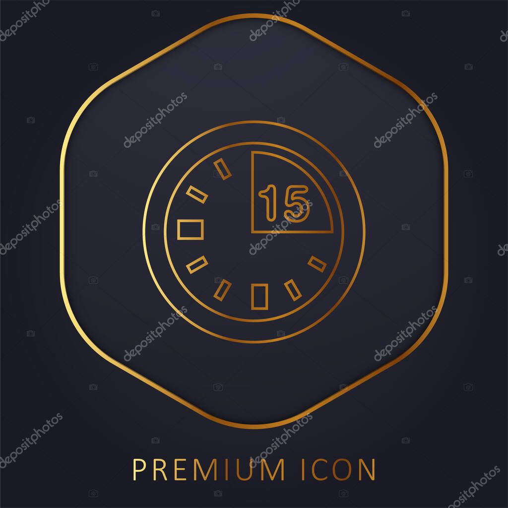 15 Minute Mark On Clock golden line premium logo or icon