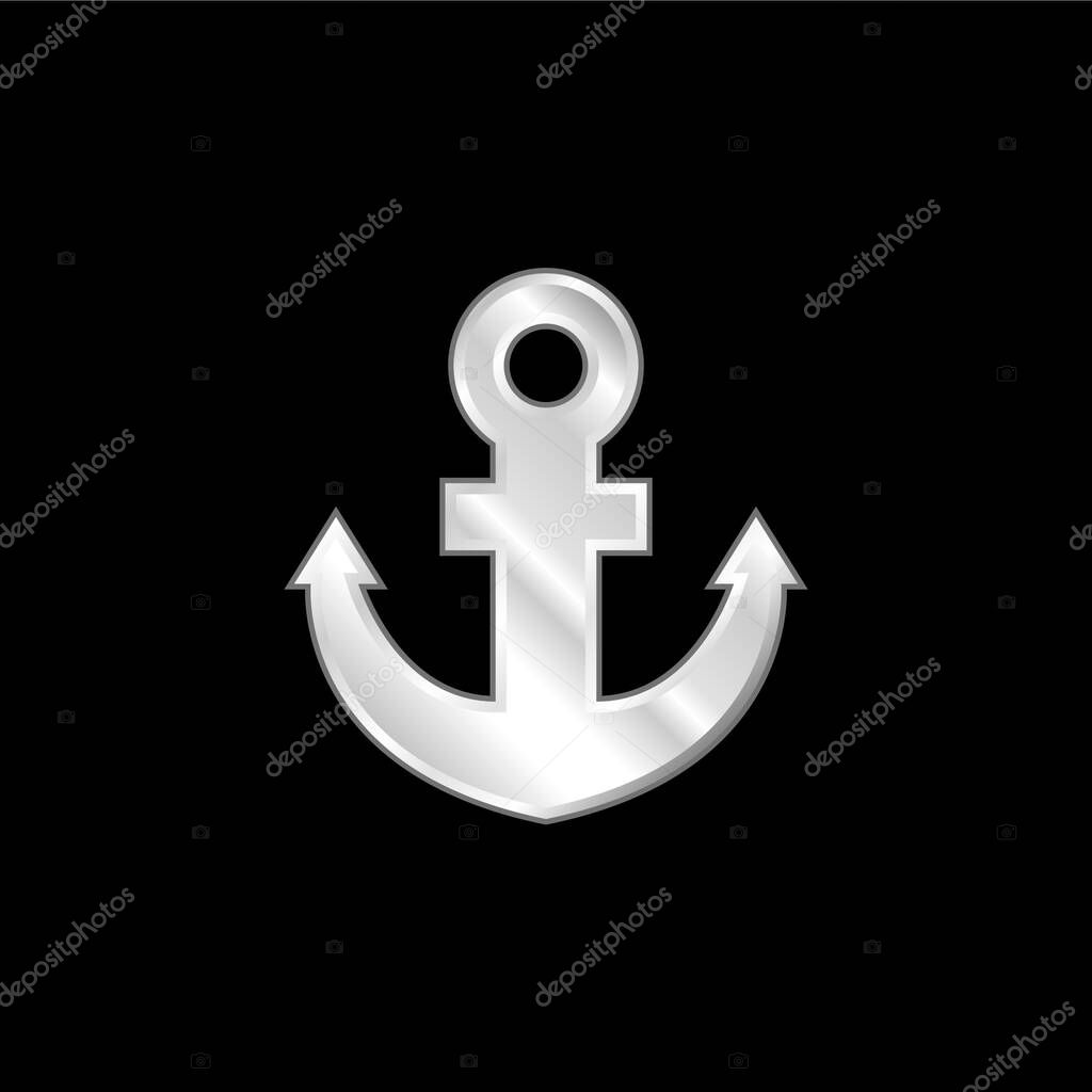 Anchor silver plated metallic icon