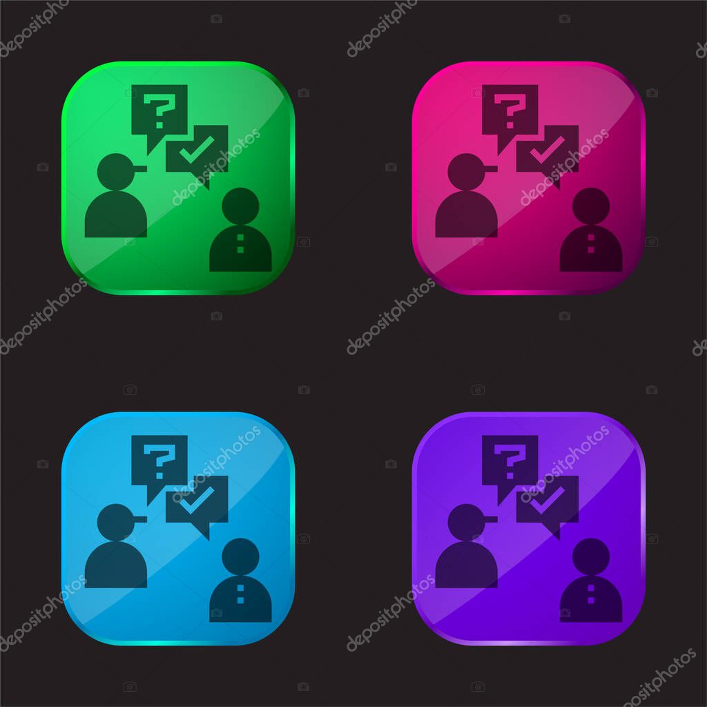 Ask four color glass button icon