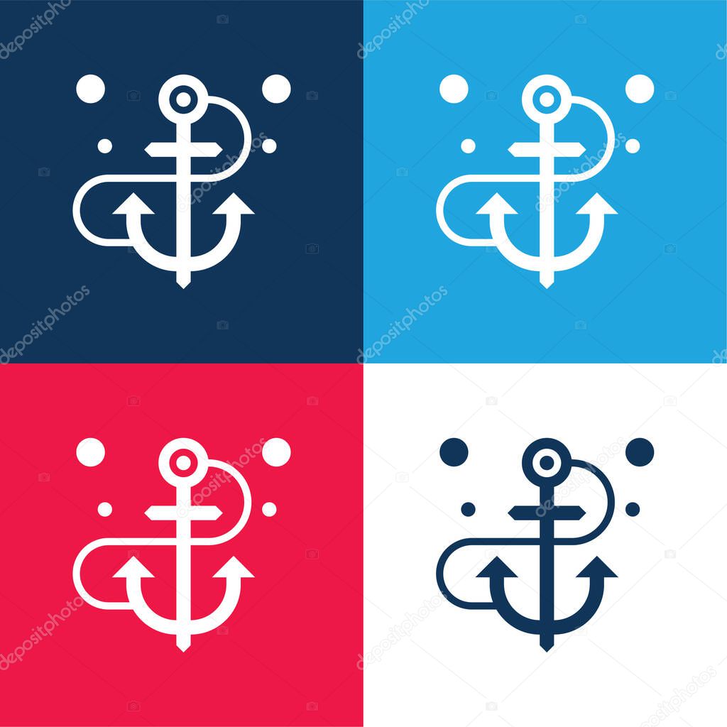 Anchor blue and red four color minimal icon set